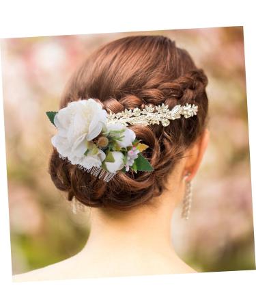 Ipetboom Bridal Hair Accessories Hair Pin Hair Barrettes Tiara Flower Bridal Side Comb Wedding Hair Comb Wedding Bride Hair Comb Hair Comb for Bride Comb for Bridal Tuck Comb Silk Flower - Buy Online on GoSupps.com