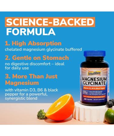Vitalibre Vitamin D3 K2 Supplement 10000 IU 90 Softgels and Magnesium Glycinate 420mg with Vitamin D3 & B6 240 Capsules - Buy Online on GoSupps.com