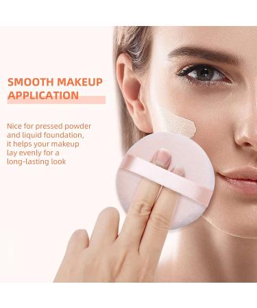 10-Piece Cotton Powder Puff Set for Foundation Makeup - Normal Size with Strap for Blending Loose Mineral Body Powder - Beige - Buy Online on GoSupps.com