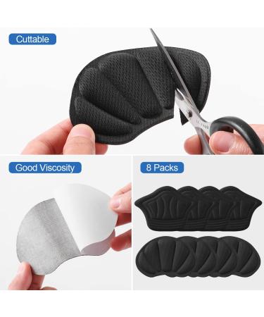 Adhesive Heel Cushion Pads for Boots & Shoes - 8PCS Black Inserts, Reusable & Improve Shoe Fit for Women Men - Buy Online on GoSupps.com