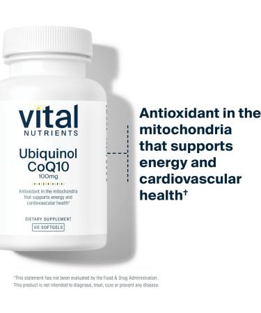 Vital Nutrients Ubiquinol CoQ10 100mg | Potent Antioxidant for Heart & Brain Health | Gluten & Dairy Free 60 Veggie Softgels | Shop Internationally - Buy Online on GoSupps.com