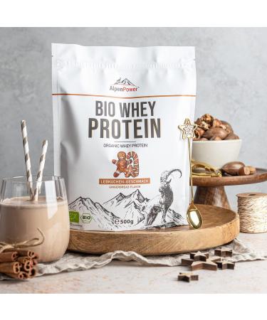 Alpine Power Organic Whey Protein Gingerbread 500g - 100% Natural Additive-Free CFM Protein Powder from Organic Alpine Milk - Buy Online on GoSupps.com