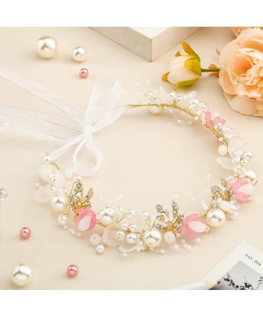 Retrowavy Pink Flower Girl Headpiece Set - Rhinestone Crystal Wedding Bridal Headbands for Girls and Babies - Buy Online on GoSupps.com