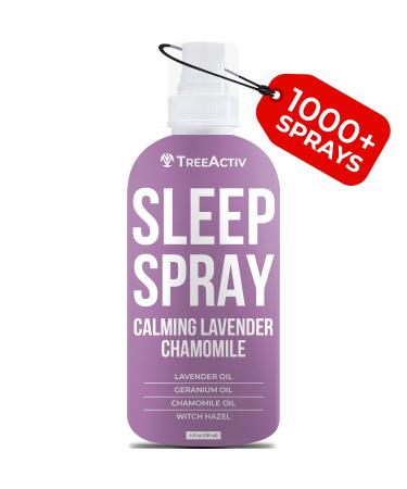TreeActiv Sleep Spray, Calming Lavender Chamomile, Soothing Witch Hazel & Lavender Pillow Spray Air Freshener for Room, Bed, Fabric, Pillows & Linen Mist for Sleeping & Relaxation, 1000+ Sprays