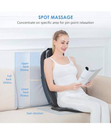 Comfier Back Massager with Heat - Shiatsu Massage Chair Pad for Full Back, Shoulder, and Neck - Home & Office Use - Gray - Buy Online on GoSupps.com