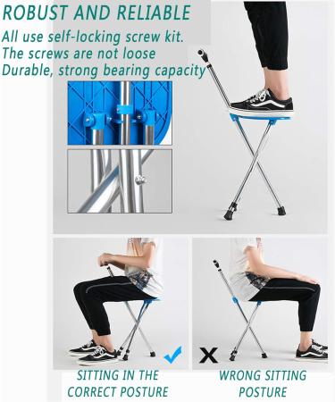 Walking Sticks Seat Collapsible Aluminum Alloy Portable Seat Crutches Suitable for The Elderly to Rest and Travel Can Bear 300 Pounds (Blue) Elegant - Buy Online on GoSupps.com