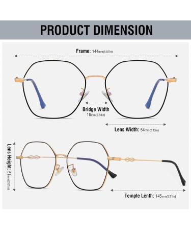 Duco Blue Light Filter Glasses for Women - Anti-UV Protection Computer & TV Glasses Stylish Black Gold Design - Buy Online on GoSupps.com