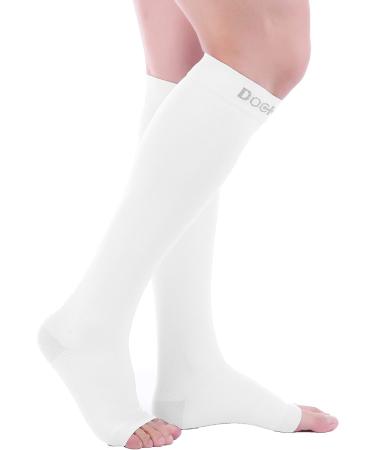 Doc Miller Open Toe Compression Socks - 30-40 mmHg Toeless Support for Circulation & Recovery Medical Grade Knee High Socks for Men & Women X-Large Size - Ideal for Shin Splints & Varicose Veins - Buy Online on GoSupps.com