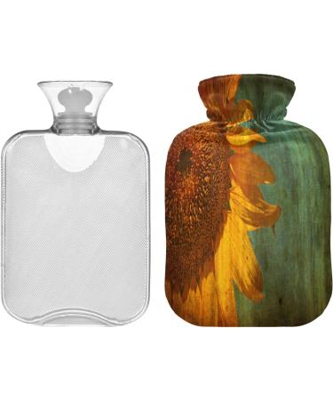 Retro Sunflower Hot Water Bottle | 2L Fleece Cover for Hot & Cold Compress International Shipping - Buy Online on GoSupps.com