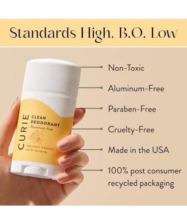 Curie Natural Deodorant for Women - Orange Neroli 2oz Stick | Aluminum Free Paraben Free Non-Toxic & Cruelty Free - Buy Online on GoSupps.com