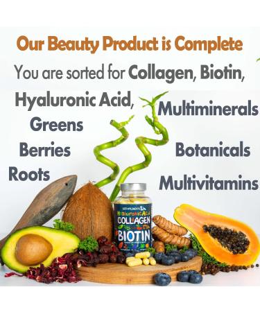 Marine Collagen Type 1&3 + Biotin 10000mcg 2 Bottles | Hyaluronic Acid Vitamins Minerals | 2432mg Hydrolyzed Peptides | Skin Hair Nails - Buy Online on GoSupps.com