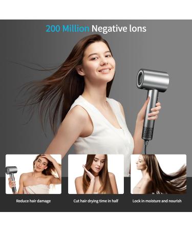 BAMCOO Professional Ionic Hairdryer 1500 W Travel Size HD Temperature Touchscreen 4 Temperature and 3 Speed Settings Gray - Buy Online on GoSupps.com