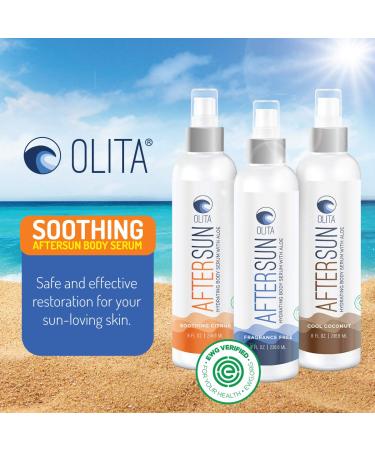 Olita AfterSun Body Serum - Hydrating Coconut Oil with Aloe Vera | All-Natural Cooling Sunburn Relief - 8 oz - Buy Online on GoSupps.com