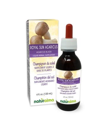 Naturalma Royal Sun agaricus or Almond Mushroom (Agaricus blazei or A. subrufescens) Mushroom Alcohol-Free Tincture - 4 fl oz Liquid Extract in Drops - Herbal Supplement - Vegan Alcohol-free 4 Fl Oz (Pack of 1)