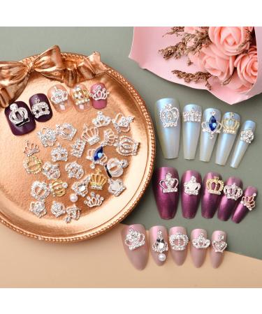 3D Nail Art Crown Studs - Silver/Gold Metal Alloy Charms for DIY Manicure Jewelry - Buy Online on GoSupps.com