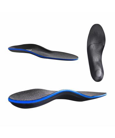 Strong High Arch Support Inserts Low Metatarsal Pad Orthotics for Plantar Fasciitis Durable Carbon Fiber PU Insoles Relieve Foot Pain with Moderate Pronation & Soft PORON Heel Cushion Men13-13.5/Women15-15.5 Black