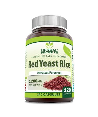 Herbal Secrets Red Yeast Rice 1200 Mg per Serving 240 Veggie Capsules Supplement | Non-GMO | Gluten Free | Made in USA