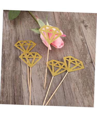 Vaguelly Wedding Decoration 50pcs Food Picks Birthday Wedding Diamond Wedding Cake Picks d Cupcake Picks Diamond Cupcake Topper Gem Cupcake Topper Fruitcakes Insert Card Flash Baby Golden medium - Buy Online on GoSupps.com