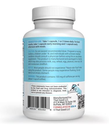 That Good Energy Natural Supplements for Women & Men | All Day Energy & Focus Pills | Sugar Free Keto Friendly B Vitamins - Made in USA - 60 Count - Buy Online on GoSupps.com