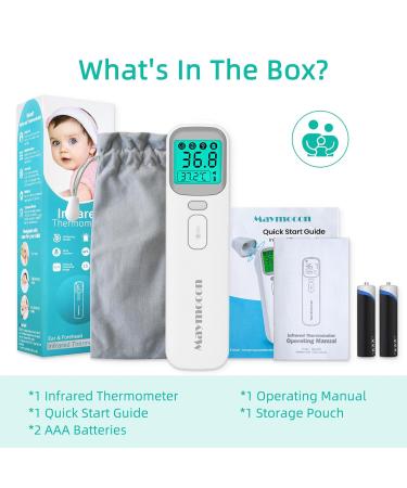 Maymocon Baby Ear Thermometer - Infrared Digital 4-in-1 Touchless Forehead Thermometer for Kids & Adults - CE Approved with Fever Alarm - 1S Reading - Memory Function - Grey Cap - Buy Online on GoSupps.com
