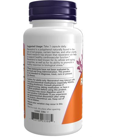Now Foods Extra Strength Resveratrol 350 mg - 60 Veg Capsules for Antioxidant Support - Buy Online on GoSupps.com