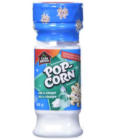 Club House Quality Natural Herbs & Spices Popcorn Seasoning Salt&Vinegar 160g Case Pack 6 Count