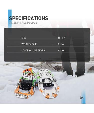 G2 16 Inch Kids Snowshoes with Snow Baskets and Fast Ratchet Binding - Orange Snowshoe Set for Boys and Girls with Storage Bag and Poles - Buy Online on GoSupps.com