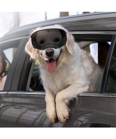 PETLESO Dog Goggles for Large Breed - Wide View Eye Protection with Adjustable Straps - Black Lens - Buy Online on GoSupps.com