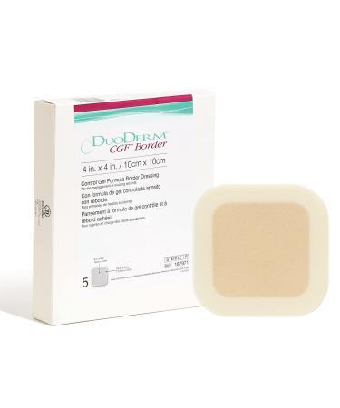 DuoDERM CGF Hydrocolloid 4x4 Sterile Square Dressing with Border for Hard to Dress Wounds  Square  Beige  187971  Box of 5