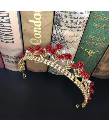 Lurrose Crystal Red Bridal Tiara Crown with Necklace and Earring - Perfect for Wedding, Pageant, Birthday Party - Queen Crown Headband for Women and Girls - Buy Online on GoSupps.com