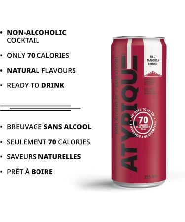 ATYPIQUE Non-Alcoholic Low Calories Cocktail Red Sangria 355 mL 12-Count Red Sangria 1 Count (Pack of 12) - Buy Online on GoSupps.com