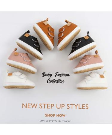 Baby Sneakers - PU Leather Anti-Slip First Walking Shoes for Boys & Girls 0-18 Months with Socks - Pink (0-6 Months) - Buy Online on GoSupps.com
