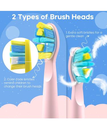 Seago Electric Toothbrush for Kids 3+ | Rechargeable Extra Soft Bristles 5 Cleaning Modes DIY Sticker - Light Pink - Buy Online on GoSupps.com