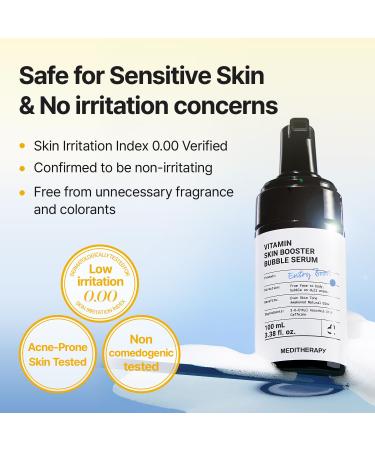 MEDITHERAPY Vitamin Skin Booster Bubble Serum Non-Irritating Gentle Daily Brightening with 2% Vitamin C Derivative Deep Absorbing Micro-Bubble Formula No-Sting Non-Sticky AM/PM Use 100ml - Buy Online on GoSupps.com