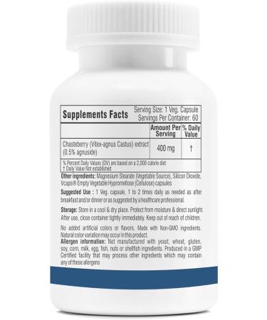 Trexgenics Chasteberry 0.5% Agnuside 400 mg Vegan Women s Health Support | Non-GMO | 60 Vcaps - Buy Online on GoSupps.com