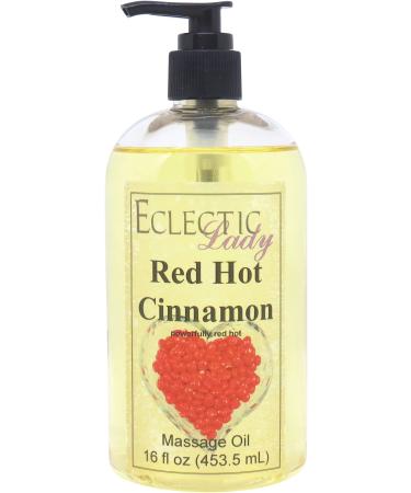 Red Hot Cinnamon Massage Oil 16 oz With Sweet Almond Oil and Jojoba Oil Preservative Free Perfect for Aromatherapy and Relaxation 16 Ounce