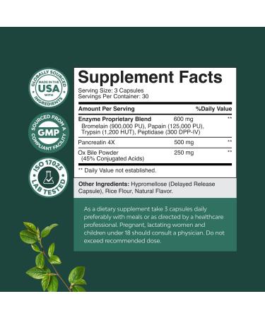 Digestive Enzymes with Ox Bile - Ox Bile Supplements for No Gallbladder with Trypsin Papain & Bromelain Enzyme for Pancrease Cleanse & Detox - Pancreatin Digestion Enzymes for Women & Men - 90 Ct 90 Count (Pack of 1) - Buy Online on GoSupps.com