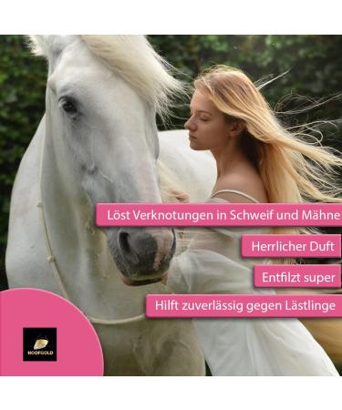 Hoofgold Woow Tail & Mane Spray for Horses | 1000ml | Mild Care Knotting Relief Volume & Gloss - Buy Online on GoSupps.com
