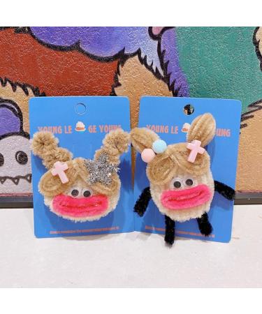 hgnxa Creative Sausage Mouth Girl Shape Hairpin for Girls Carnival Taking Photo Hair Clip Aesthetics Plush Hair Accessories Girl with round face - Buy Online on GoSupps.com