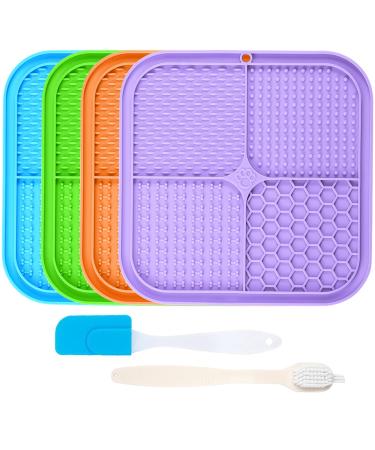 Licky Mats for Dogs and Cats 4 Pcs Premium Lick Mats with Suction Cups for Dogs Anxiety Relief Dog Lick Mats for Bathing Grooming and Training with 1 Spatula 1 Brush - Buy Online on GoSupps.com