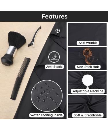 Segbeauty Waterproof Salon Cape - 55x63 Inch Barber Cape with Adjustable Neckline & Neck Duster Brush for Professional Hair Cutting - Buy Online on GoSupps.com
