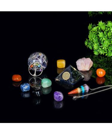 13pcs Crystal Set for Beginners - Crystal Ball, Worry Stones, Raw Crystals - Gemstone Pendulum & Healing Kit for Witchcraft, Meditation - Buy Online on GoSupps.com