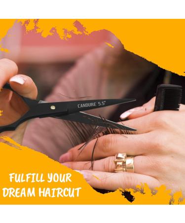 Candure 5.5 Inch Hairdressing Scissor for Professionals - Stainless Steel Hair Cutting Shears for Salon, Barbers, Men, Women, Children and Adults - Black - Buy Online on GoSupps.com