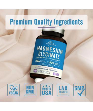 NordVida Magnesium Glycinate, 140 mg Elemental Magnesium Per Serving, Non Buffered, Max Absorption, Nerve Health & Relaxation Support, 120 Vegetarian Caps - Buy Online on GoSupps.com