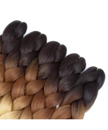 LDMY Jumbo Braids Hair Extensions 6 Bundle Pack - Ombre Brown & Blonde 24 Synthetic Kanekalon Jumbo Braiding Hair - Buy Online on GoSupps.com