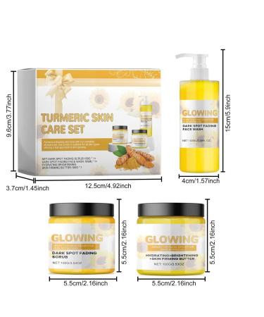 3 in 1 Turmeric Combo Skincare Set - Glow Face Scrub Glow Butter & Face Wash for Natural Exfoliation & Hydration | International Shipping - Buy Online on GoSupps.com