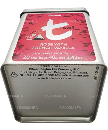 Dilmah Rose with French Vanilla Tea 20 Luxury Tea Bags in Tin Caddy - Dilmah Exceptional Real Leaf Tea Pure Ceylon French Vanila Tea Box - Buy Online on GoSupps.com