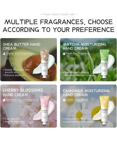 4 Pack Hand Cream for Women Moisturizing Hand Cream Shea Matcha Chamomile Cherry Blossom Travel Size for Dry Cracked Hands Non-Sticky  - Buy Online on GoSupps.com