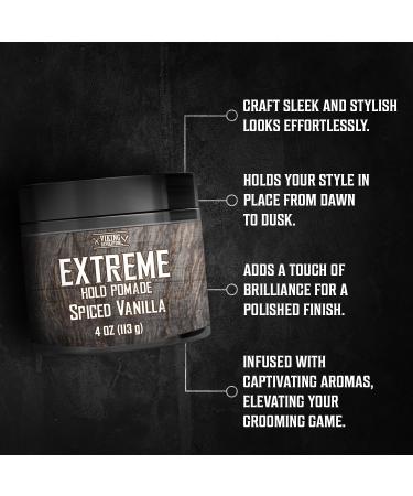 Viking Revolution Spiced Vanilla Hair Pomade - Extreme Hold Water-Based Gel for Men | Strong Hold & High Shine (4oz - Buy Online on GoSupps.com