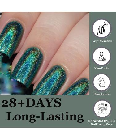 Magic Chameleon Laser Nail Varnish - Dark green Holographic Glitter Quick Dry Nail Polish - Sparkle Shimmer High Shine Finish Glossy Nail Varnish Manicure Salon DIY at Home - Buy Online on GoSupps.com
